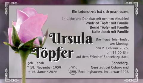 Traueranzeige Ursula Töpfer