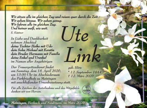 Traueranzeige Ute Link