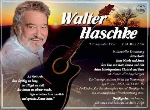 Traueranzeige Walter Haschke