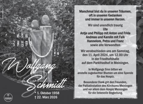 Traueranzeige Wolfgang Schmidt