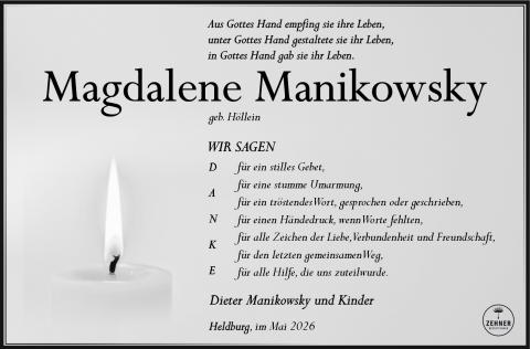 Danksagung Magdalene Manikowsky