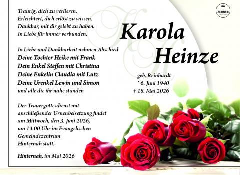 Traueranzeige Karola Heinze