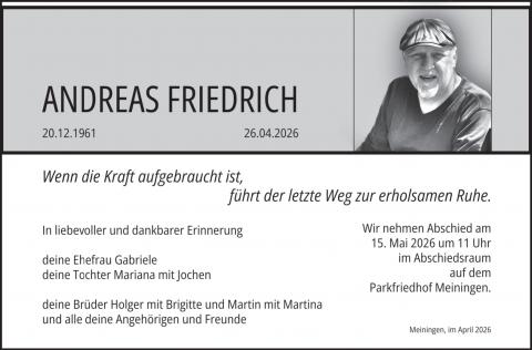 Traueranzeige Andreas Friedrich