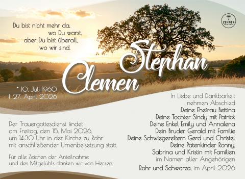 Traueranzeige Stephan Clemen