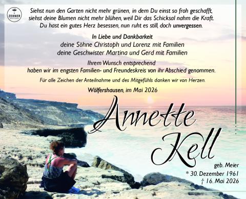 Traueranzeige Annette Kell