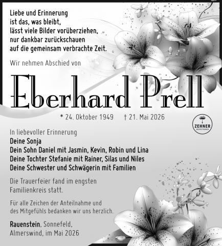 Traueranzeige Eberhard Prell