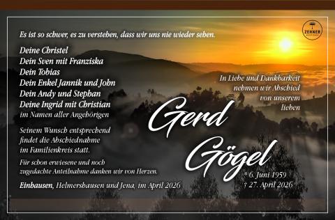 Traueranzeige Gerd Gögel