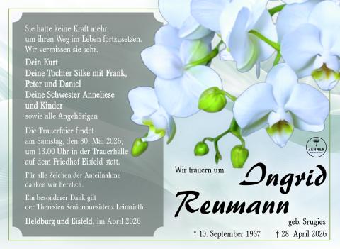 Traueranzeige Ingrid Reumann