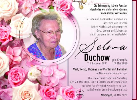 Traueranzeige Selma Duchow