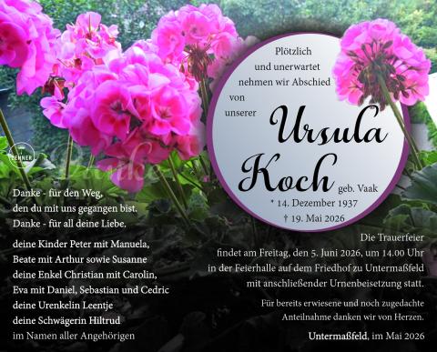 Traueranzeige Ursula Koch