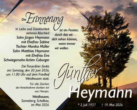 Traueranzeige Günther Heymann