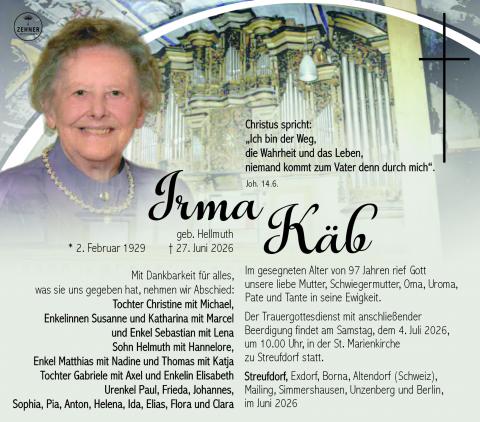 Traueranzeige Irma Käb