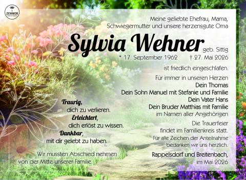 Traueranzeige Sylvia Wehner