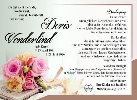 Danksagung Doris Vonderlind