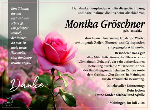 Danksagung Monika Gröschner