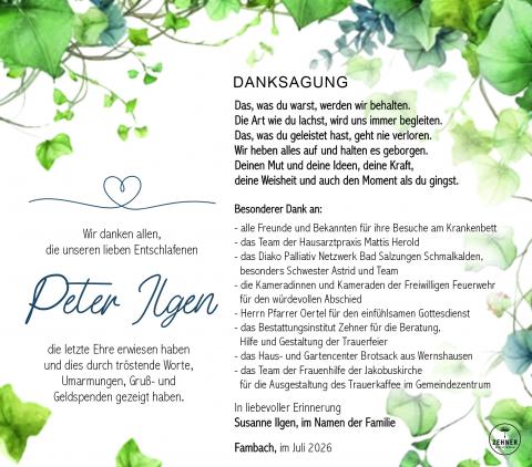 Danksagung Peter Ilgen