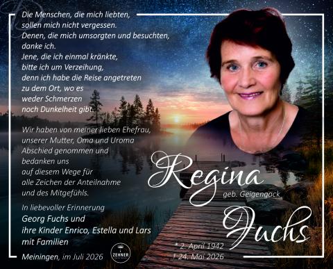 Danksagung Regina Fuchs