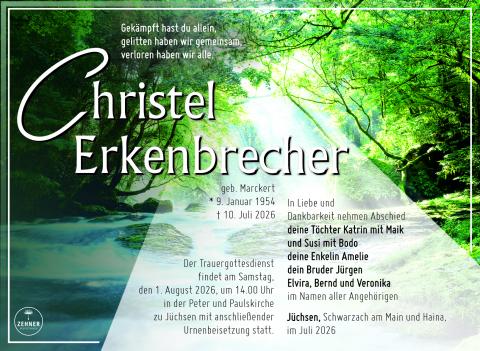 Traueranzeige Christel Erkenbrecher
