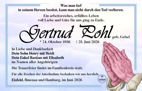 Traueranzeige Gertrud Pohl