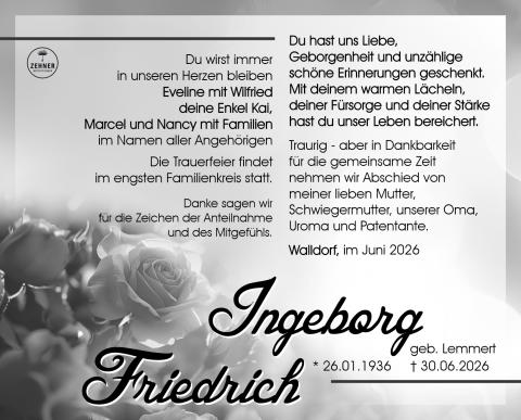 Traueranzeige_Ingeborg Friedrich