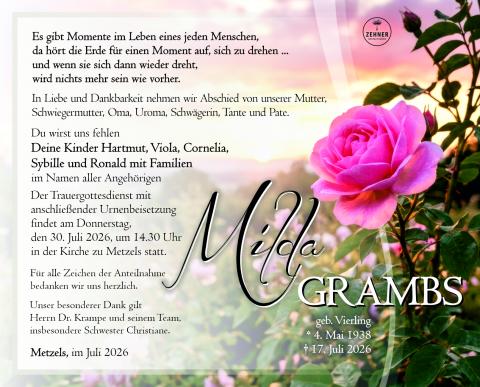 Traueranzeige Milda Grambs