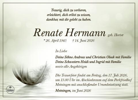 Traueranzeige Renate Hermann