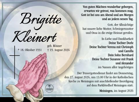 Traueranzeige Brigitte Kleinert