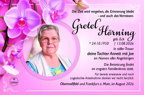 Traueranzeige Gretel Hörning