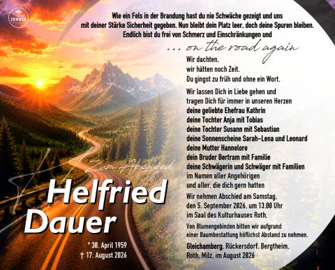 Traueranzeige Helfried Dauer