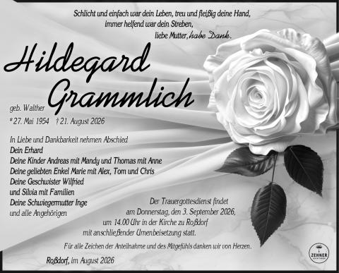 Traueranzeige Hildegard Grammlich