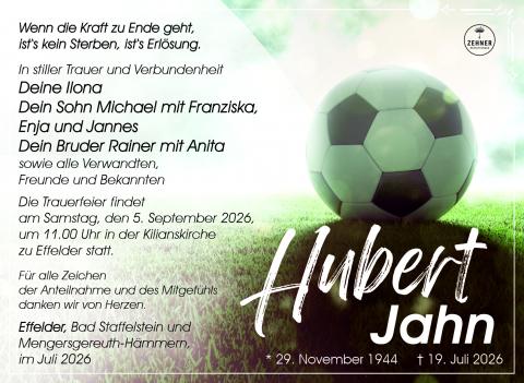 Traueranzeige Hubert Jahn