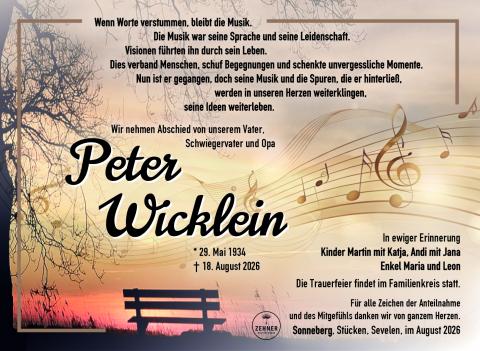 Traueranzeige Peter Wicklein