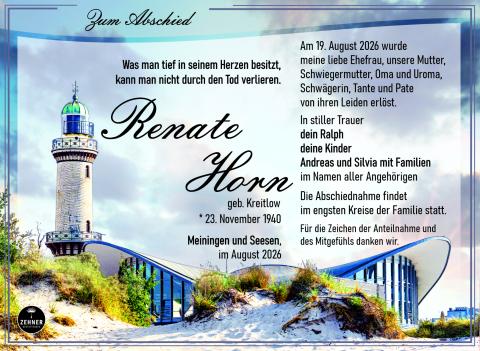 Traueranzeige Renate Horn