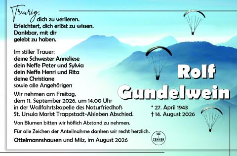 Traueranzeige Rolf Gundelwein