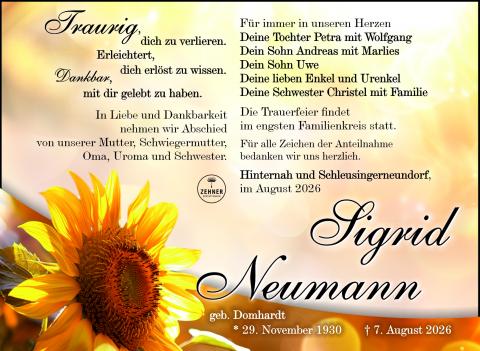 Traueranzeige_Sigrid Neumann