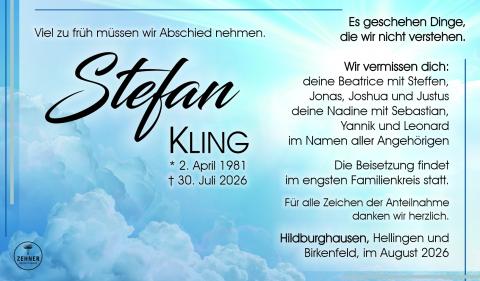 Traueranzeige Stefan Kling