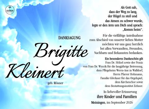 Danksagung Brigitte Kleinert