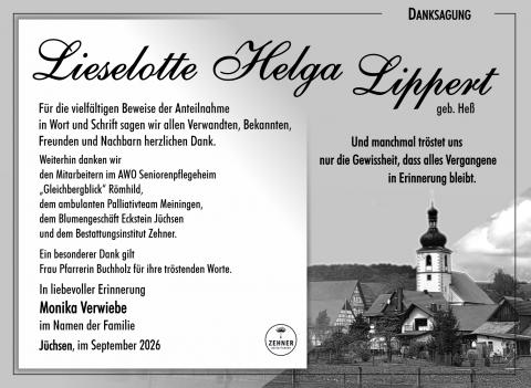 Danksagung Lieselotte Helga