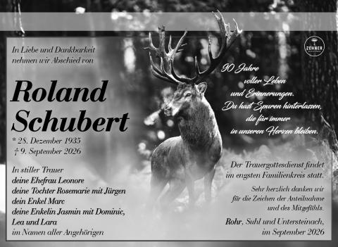 Traueranzeige Roland Schubert