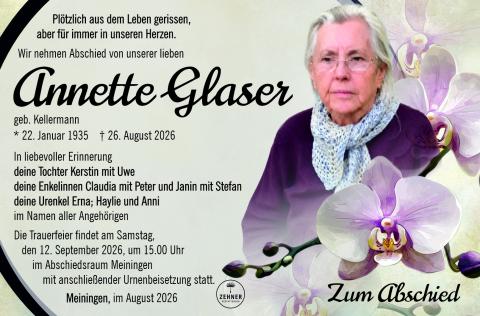 Traueranzeige Annette Glaser