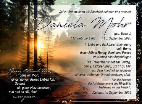Traueranzeige Daniela Mohr