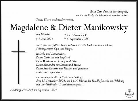Traueranzeige Dieter Manikowsky