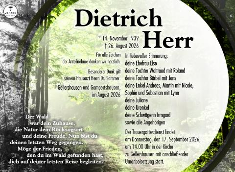 Traueranzeige Dietrich Herr