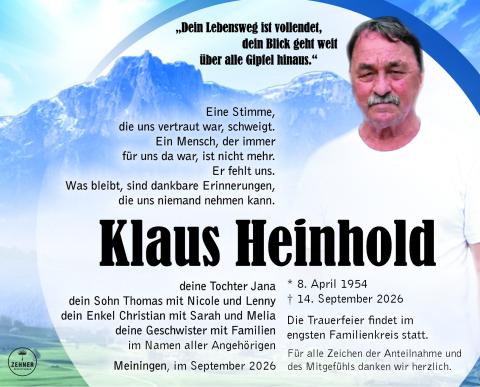 Traueranzeige Klaus Heinhold