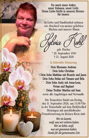 Traueranzeige Sylvia Kohl