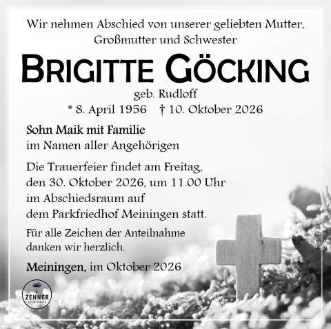 Traueranzeige Brigitte Göcking