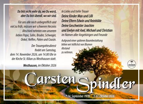 Traueranzeige Carsten Spindler