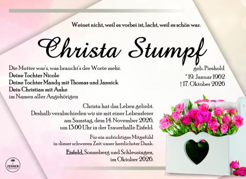 Traueranzeige Christa Stumpf