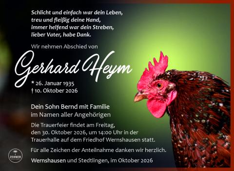 Traueranzeige Gerhard Heym