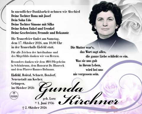 Traueranzeige Gunda Kirchner